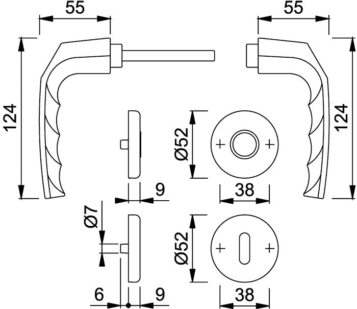 HOPPE Rosettengarnitur Birmingham 1117/17KV/17KVS Aluminium F1 ( 3000203400 )