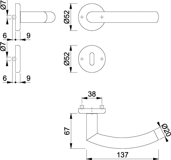 HOPPE jeu de rosaces Narvik E1430ZP/17KV/17KVS acier inoxydable F69 (3000252275)