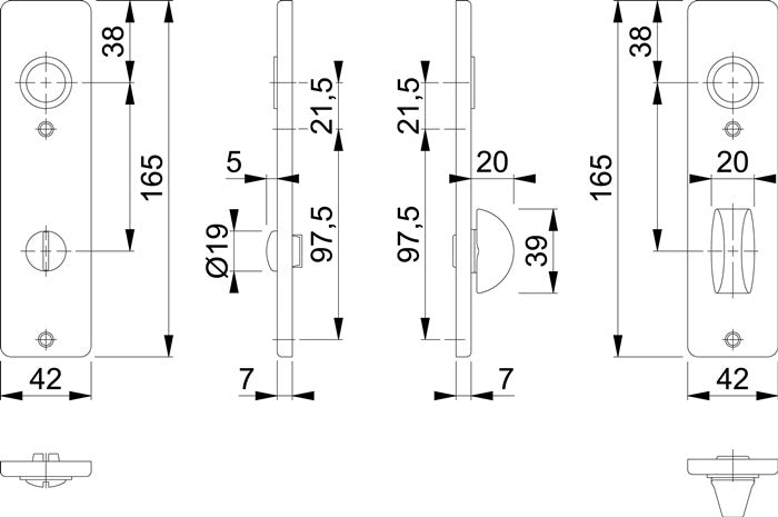 HOPPE Kurzschildpaar 202KP Aluminium F1 ( 3000252021 )