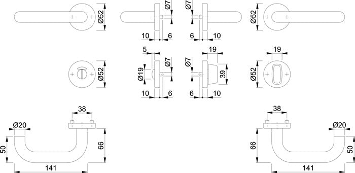 HOPPE Rosettengarnitur Paris E138/42H/42HKVS Edelstahl F69 ( 3000203102 )