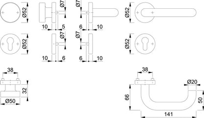 HOPPE Rosettengarnitur Paris E58/42H/42HKVS/138 Edelstahl F69 ( 3000203103 )