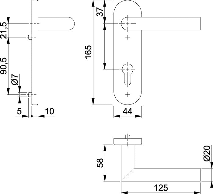 HOPPE jeu de boucliers courts Amsterdam E1400/353KH acier inoxydable F69 (3000203119)