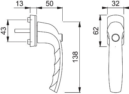 HOPPE Fenstergriff New York 0810SV/U10 Aluminium F9016 / verkehrsweiß ( 3000203690 )