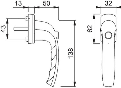 HOPPE poignée de fenêtre New York 0810SV/U10 aluminium F9016 / blanc signalisation (3000203691)