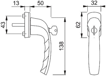 HOPPE Fenstergriff New York 0810SVS/U10 Aluminium F9016 / verkehrsweiß ( 3000203585 )