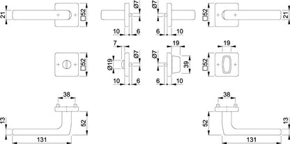 HOPPE Jeu de rosaces Dallas E1643Z/52KV/52KVS acier inoxydable F69 (3000220026)