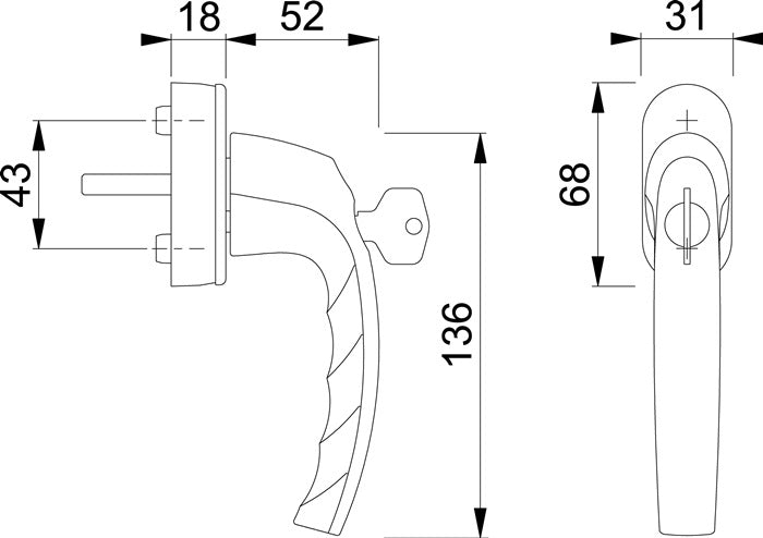 HOPPE poignée de fenêtre Atlanta 0530S/US952 aluminium F9016 / blanc signalisation (3000203978)