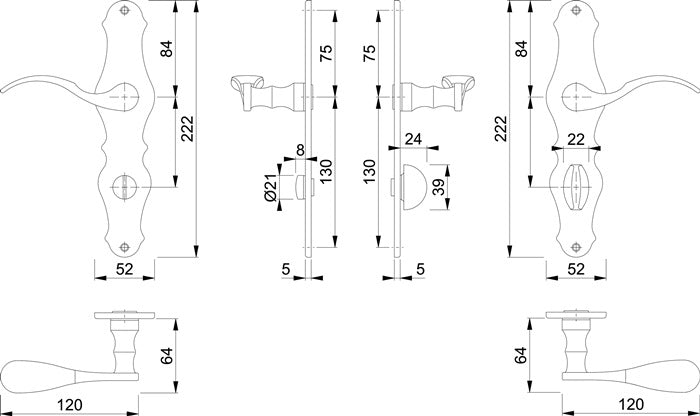 HOPPE Langschildgarnitur Weimar M112SLN/2007 Messing F71 ( 3000253092 )