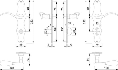 HOPPE Langschildgarnitur Weimar M112SLN/2007 Messing F71 ( 3000253092 )