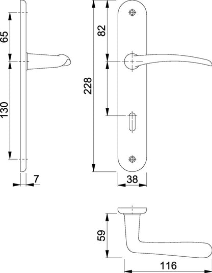 HOPPE Langschildgarnitur Istanbul M171/332P Messing F71 ( 3000253683 )