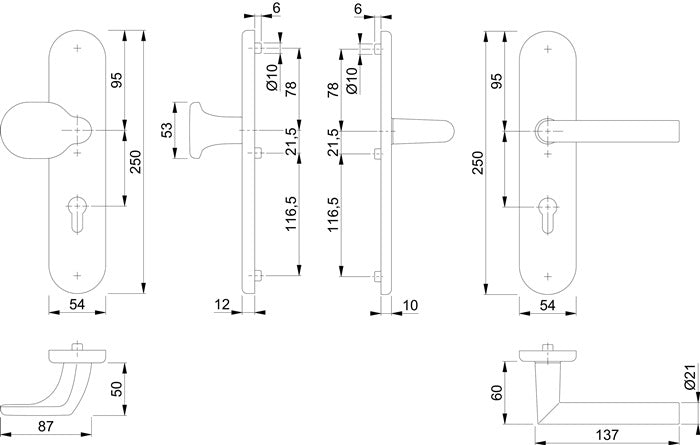 HOPPE Schutzgarnitur Amsterdam 86G/3331/3310/1400 Aluminium F1 ( 3000209118 )