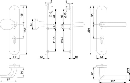 HOPPE Schutzgarnitur Amsterdam 86G/3331/3310/1400 Aluminium F1 ( 3000209118 )