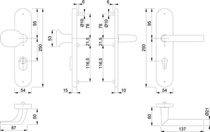 HOPPE Schutzgarnitur Amsterdam 86G/3332ZA/3310/1400 Aluminium F1 ( 3000209120 )