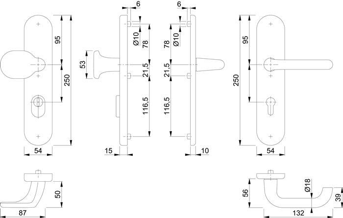 HOPPE kit de protection Paris 86G/3332ZA/3310/138L aluminium F1 (3000209108)