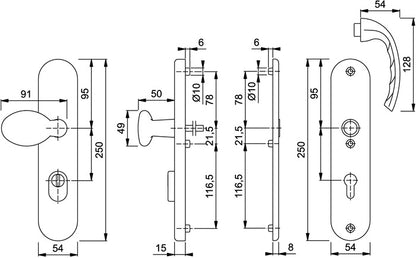 HOPPE Schutzgarnitur Tôkyô 76G/3332ZA/3410/1710 Aluminium F1 ( 3000209025 )