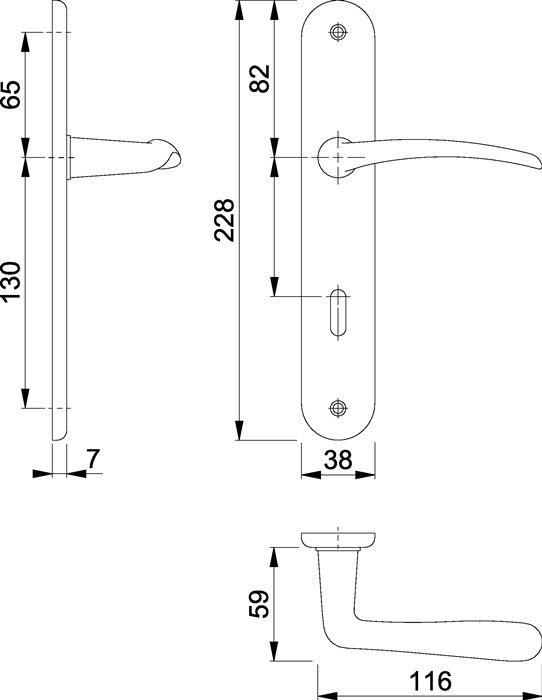 HOPPE Langschildgarnitur Istanbul M171/332P Messing F41 ( 3000253680 )