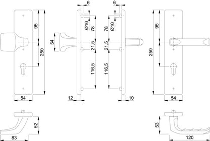 HOPPE Schutzgarnitur London 61G/2221/2210/113 Aluminium F4 ( 3000209043 )