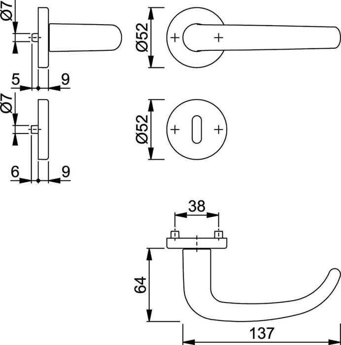 HOPPE Rosettengarnitur San Francisco 1301/42KV/42KVS Aluminium F1 ( 3000202000 )