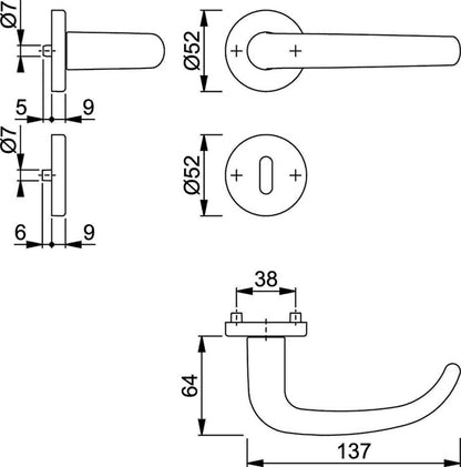 HOPPE Rosettengarnitur San Francisco 1301/42KV/42KVS Aluminium F1 ( 3000202000 )