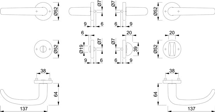 HOPPE Rosettengarnitur San Francisco 1301/42KV/42KVS Aluminium F1 ( 3000202002 )