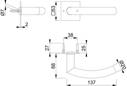 HOPPE Türdrückerpaar Trondheim E1430Z/848N Edelstahl F69 ( 3000203527 )