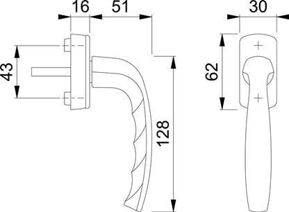 HOPPE Fenstergriff New York 0810/US10 Aluminium F9 / stahlfarbig ( 3000203781 )