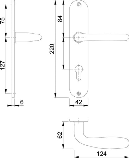 HOPPE Langschildgarnitur Cardiff E1850Z/302 Edelstahl F69 ( 3000252429 )