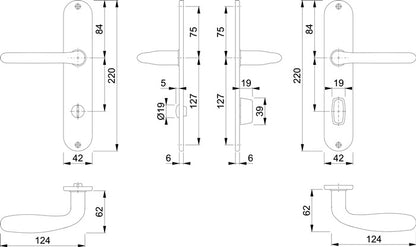 HOPPE Langschildgarnitur Cardiff E1850Z/302 Edelstahl F69 ( 3000252430 )