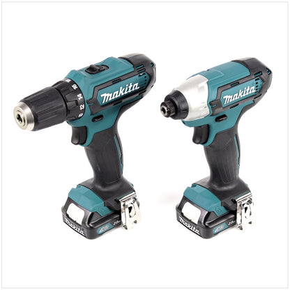 Makita CLX 201 AJ 10,8 Volt DF 331 Akku Bohrschrauber + TD 110 Schlagschrauber + 2 x BL 1020B 2 Ah Akkus + DC10WC Ladegerät im Makpac - Toolbrothers