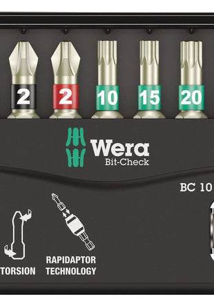 Assortiment d'embouts en acier inoxydable WERA BC 10 Stainless 1 10 pièces (4000828393)