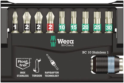 Assortiment d'embouts en acier inoxydable WERA BC 10 Stainless 1 10 pièces (4000828393)