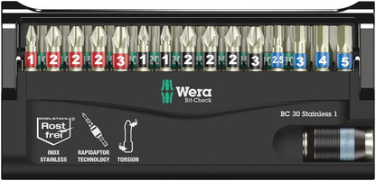 Assortiment d'embouts en acier inoxydable WERA BC 30 Stainless 1 30 pièces (4000828396)