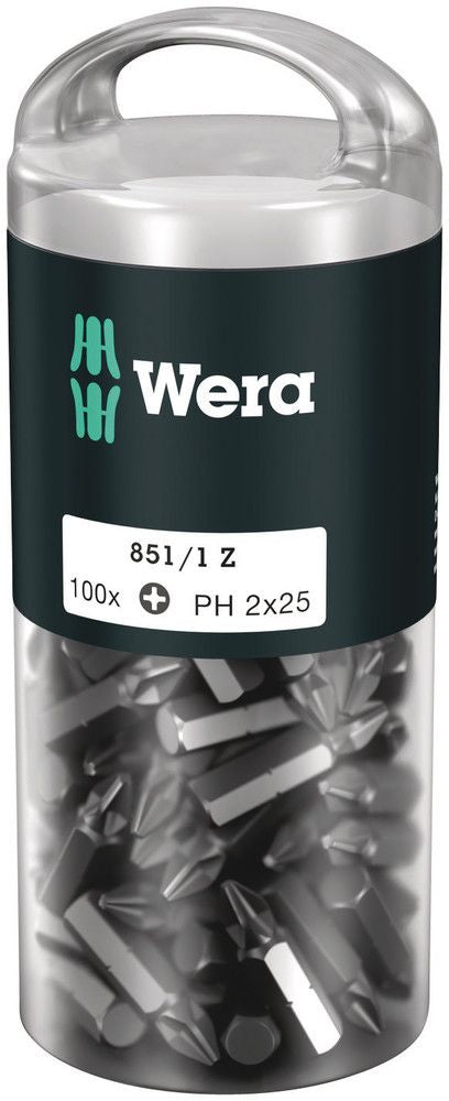 Embout WERA grand pack 851/1 Z 1/4 ″ PH 2 longueur 25 mm (4000822267)