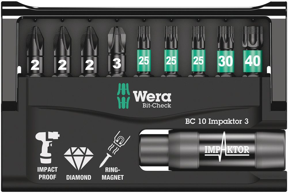 Assortiment d'embouts WERA Bit-Check 10 Impaktor 1 10 pièces (4000829046)