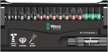 Assortiment d'embouts WERA Bit-Check 30 Impaktor 1 30 pièces (4000829047)