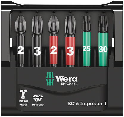 Assortiment d'embouts WERA Bit-Check 6 Impacteur 1 6 pièces (4000829044)