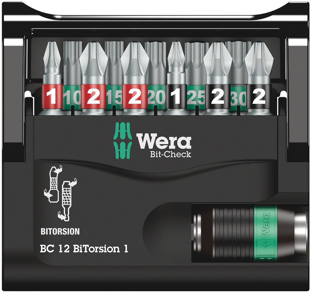 Assortiment d'embouts WERA Bit-Check 12 BiTorsion 1 12 pièces (4000829019)