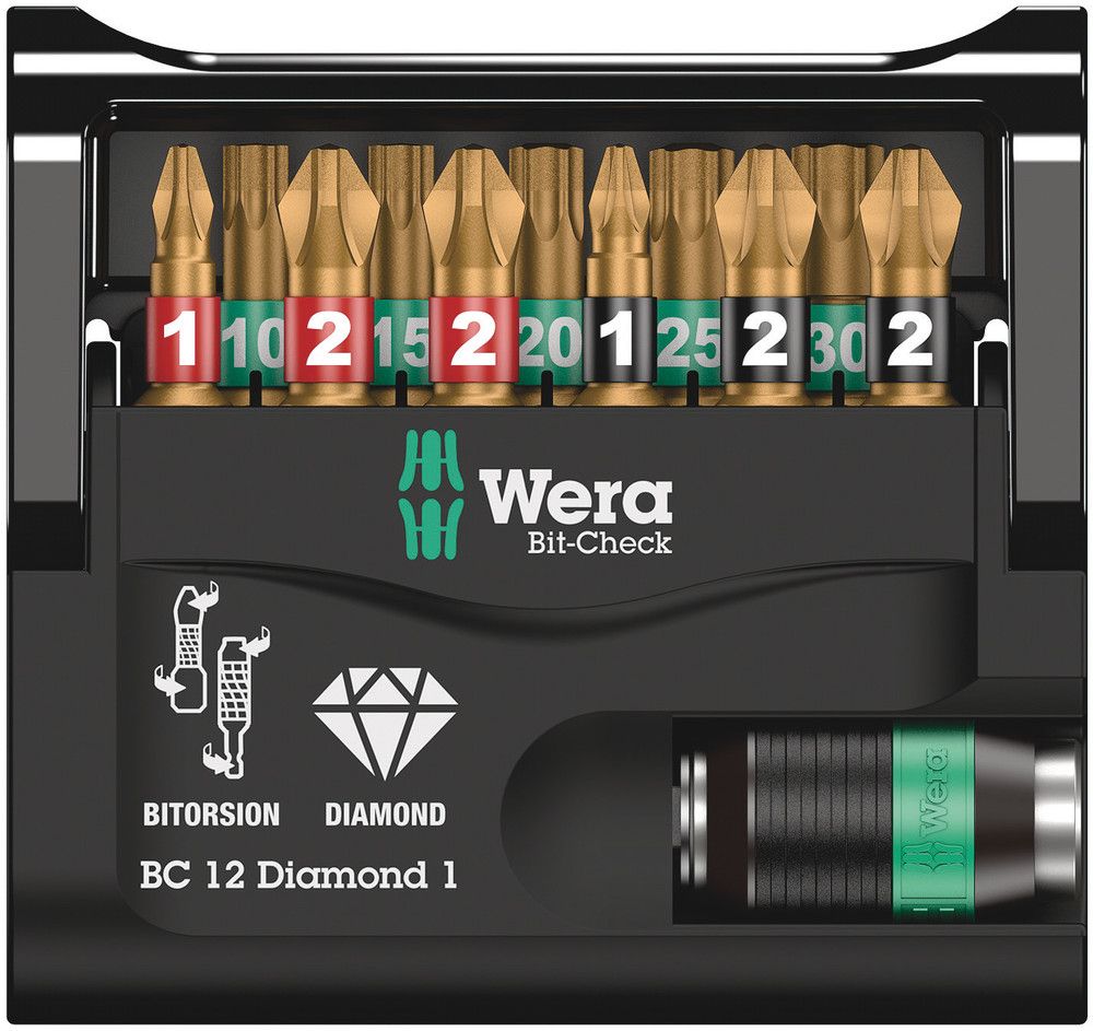 Assortiment d'embouts WERA Bit-Check Diamond 1 12 pièces (4000829037)