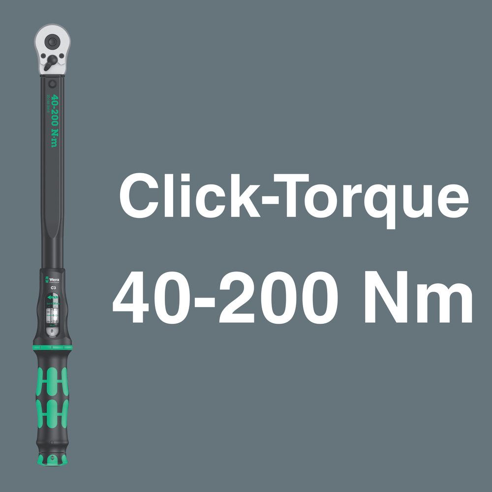 Jeu de clés dynamométriques WERA Klick-Torque C 3 Set 2 11 pièces 40-200 Nm 1/2″ (4000822316)