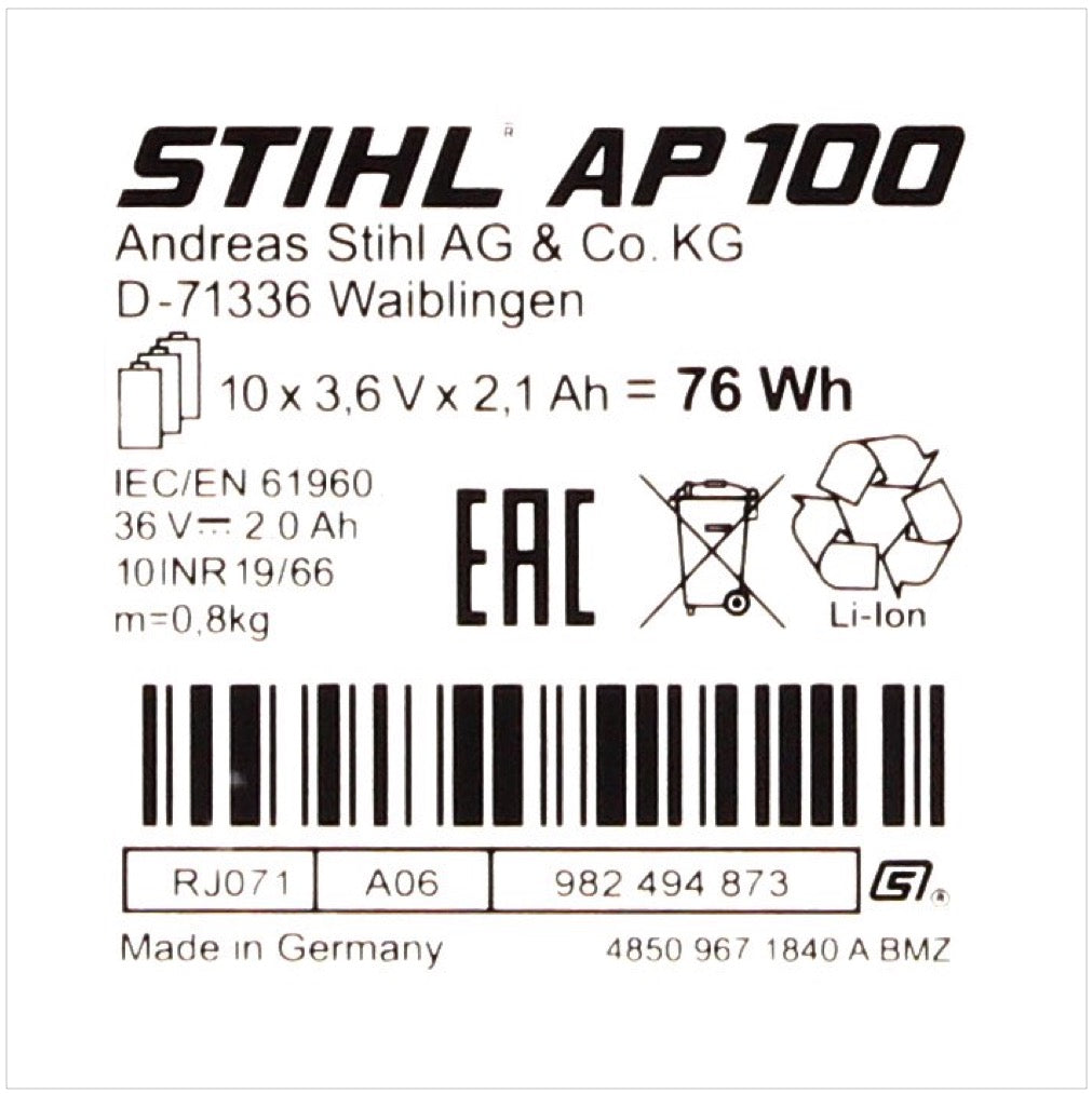 Stihl AP 100 36 V 2,1 Ah Akku - Toolbrothers