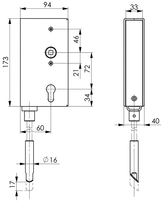 AMF Schlosskasten 140V DIN links / rechts ( 3311021010 )