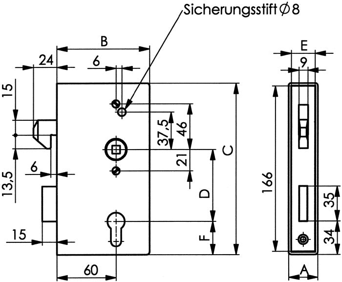 Coffret de serrure pour portail coulissant AMF 140S DIN gauche / droite (3000251258)