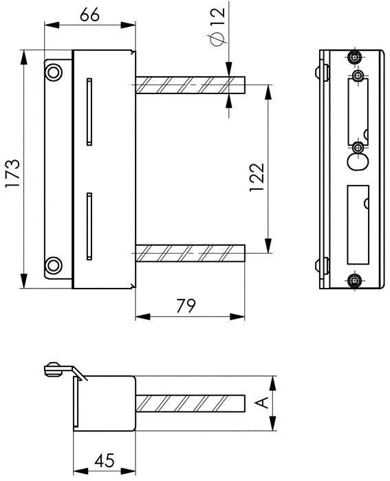 Coffret de serrure AMF 147-40 adapté aux ouvre-portes électriques, galvanisé (3000251262)