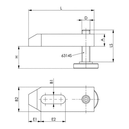 Fer de serrage AMF n° 6314V pour rainure en T 12 + 14 mm (4000603022)