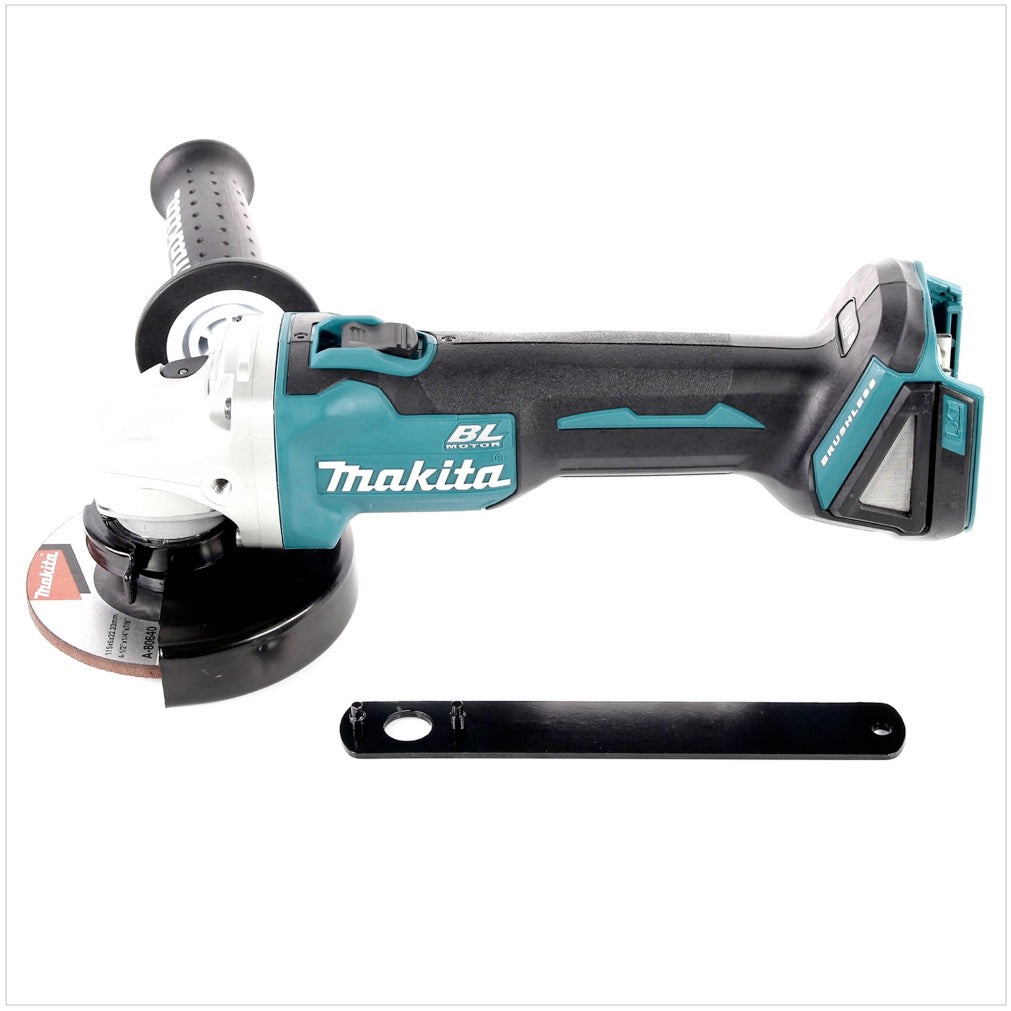 Makita DGA 456 RA1J Akku Winkelschleifer 18 V 115 mm Brushless + 1x Akku 2,0 Ah + Ladegerät + 6x Schruppscheibe + Makpac - Toolbrothers