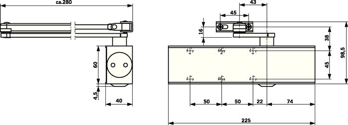 DORMAKABA ferme-porte à ciseaux TS 73 V argent EN 2-4 (3000255110)