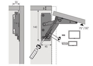 HETTICH Herraje abatible Elevador, 180 N acero niquelado (3000271817)