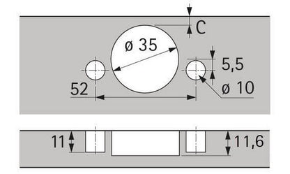 HETTICH Weitwinkelscharnier Sensys 8657i mit integrierter Dämpfung TH 54 ( 8000612701 )