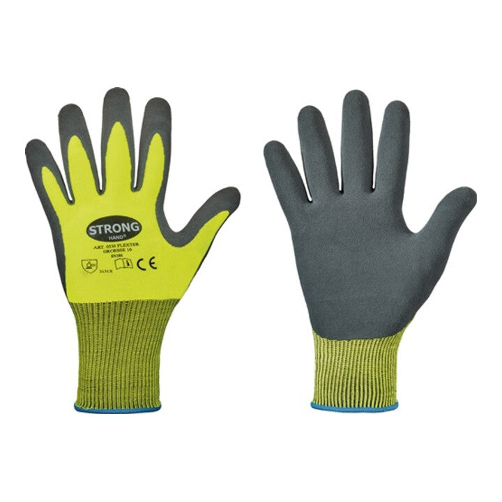 Gants STRONGHAND Flexter taille 7 jaune fluo/gris (4000391067)