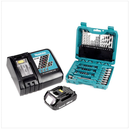 Makita DHP 453 RA1J Akku Schlagbohrschrauber 18 V 42 Nm + 1x Akku 2,0 Ah + Ladegerät + 60 tlg. Bit Bohrer Set + Makpac - Toolbrothers